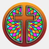 KREUZ MIT STAINGLAS RUNDER AUFKLEBER (Vorderseite)