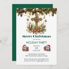 Kreuz mit Sternen und Kerzen Weihnachten Einladung