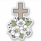 Kreuz mit weißer Blume Aufkleber (Vorderseite)