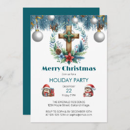 Kreuz mit Winter Blue Accessoires Weihnachten Einladung