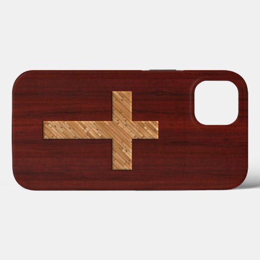 Kreuz: Redwood mit Ebossed White Pine Case-Mate iPhone Hülle (Rückseite (Horizontal))