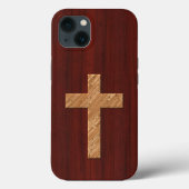 Kreuz: Redwood mit Ebossed White Pine Case-Mate iPhone Hülle (Rückseite)