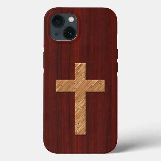 Kreuz: Redwood mit Ebossed White Pine Case-Mate iPhone Hülle (Rückseite)