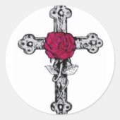 Kreuz Rosacruz Runder Aufkleber (Vorderseite)