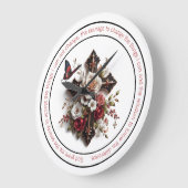 Kreuz, Rose, Schmetterling und Stille Große Wanduhr (Winkel)