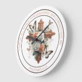 Kreuz, Rose, Schmetterlinge und Bibelversen Große Wanduhr (Winkel)