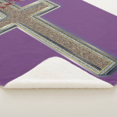 Kreuz-Sherpa-Blanket mit Lila Hintergrund Sherpadecke (3/4)