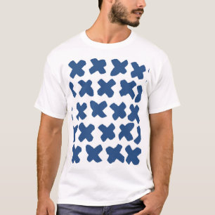 Kreuz Shibori: Indigo Batik Muster T-Shirt