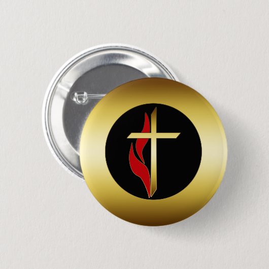 KREUZ U. FLAMME BUTTON (Vorne & Hinten)