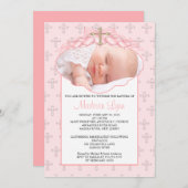 Kreuz-u. Herz-Foto-Taufe Inviation Einladung (Vorne/Hinten)