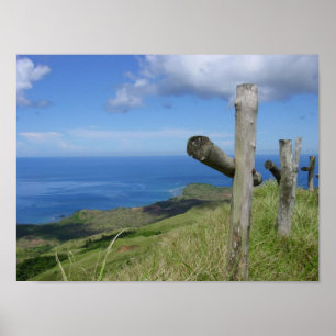 Kreuz überblickt die Südseeinsel Guam Poster