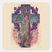 Kreuz und Baum christliche Ostern Sticker (Vorderseite)