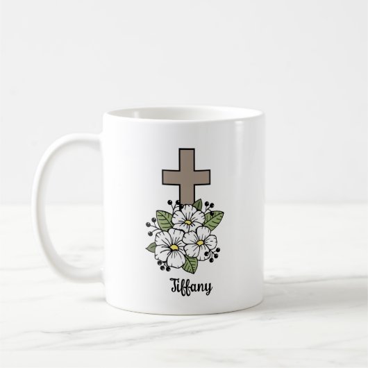 Kreuz und Blume Personalisiert Kaffeetasse (Links)