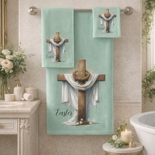 Kreuz- und Blumen-Badehandtuch-Set Badhandtuch Set