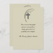 Kreuz und Farn (Creme) - Trauerfall danken Ihnen Dankeskarte (Vorne/Hinten)