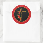 Kreuz und Flamme Runder Aufkleber (Tasche)