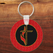 Kreuz und Flamme Schlüsselanhänger (Vorderseite)