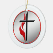 KREUZ-UND FLAMMEN-VERZIERUNG KERAMIKORNAMENT (Links)