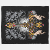 Kreuz und Hände Fleecedecke (Vorderseite (Horizontal))