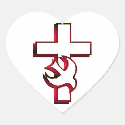 Kreuz und Heiliger Geist / Heiliger Geist Herz-Aufkleber (Vorderseite)