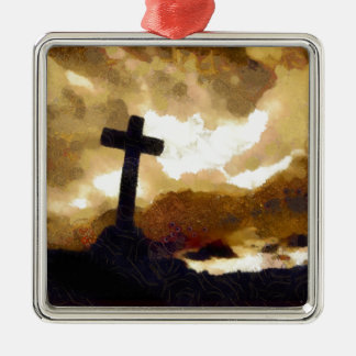 Kreuz und Himmel Silbernes Ornament