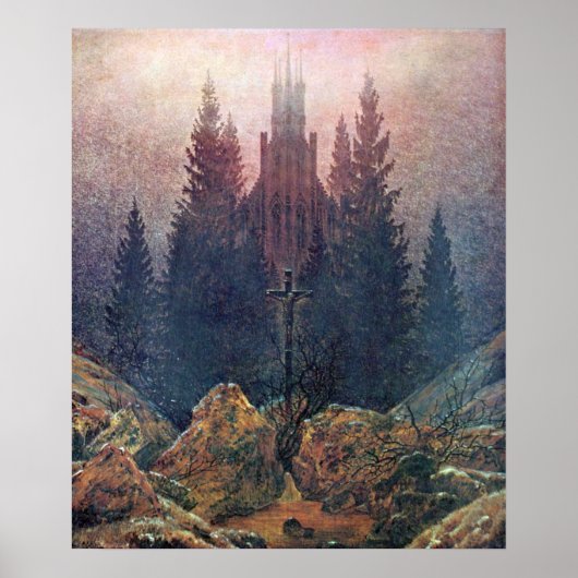 Kreuz und Kathedrale Caspar David Friedrich Poster (Vorne)
