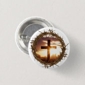 Kreuz und Krone von Thorns Christlich Button (Vorne & Hinten)