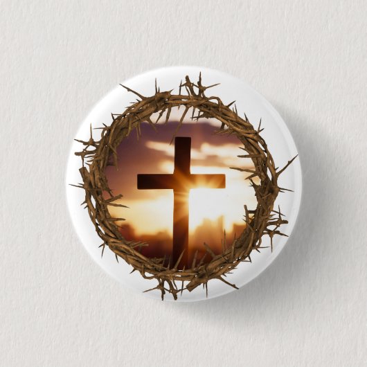 Kreuz und Krone von Thorns Christlich Button (Vorderseite)