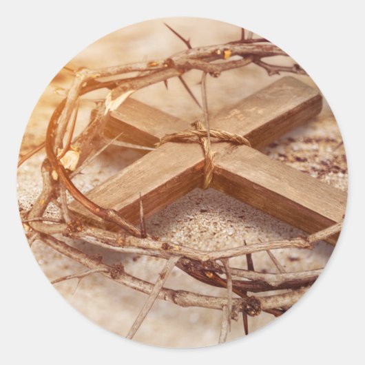 Kreuz und Krone von Thorns Runder Aufkleber (Vorderseite)