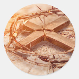 Kreuz und Krone von Thorns Runder Aufkleber