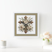 Kreuz und Lilien Quadratische Wanduhr (Zuhause)