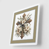 Kreuz und Lilien Quadratische Wanduhr (Winkel)
