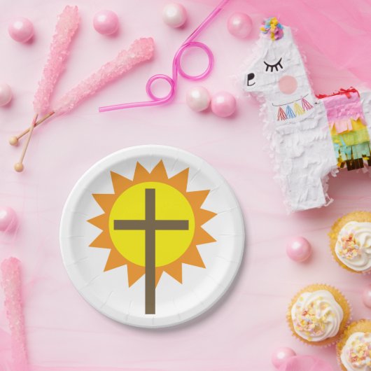 Kreuz und Sonnenschein Pappteller (Party)