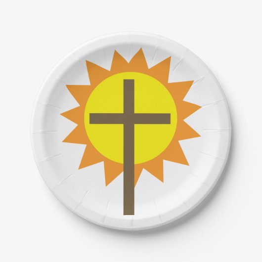 Kreuz und Sonnenschein Pappteller (Vorderseite)
