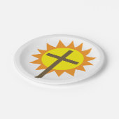 Kreuz und Sonnenschein Pappteller (Schrägansicht)