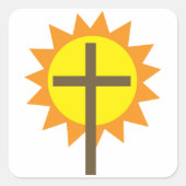 Kreuz und Sonnenschein Quadratischer Aufkleber (Vorderseite)