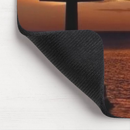Kreuz und Sonnenuntergang mousepad (Ecke)