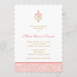 Kreuz und Taube| Coral Girl Taufe Einladung