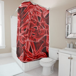 Kreuz- und überlappende rote Acrylbandausschnitte Duschvorhang