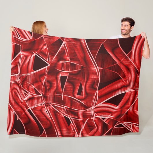 Kreuz- und überlappende rote Acrylbandausschnitte Fleecedecke (Beispiel)