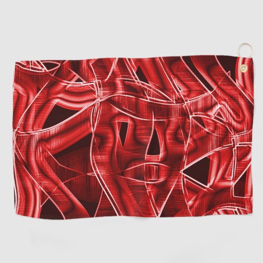 Kreuz- und überlappende rote Acrylbandausschnitte Golfhandtuch (Horizontal)