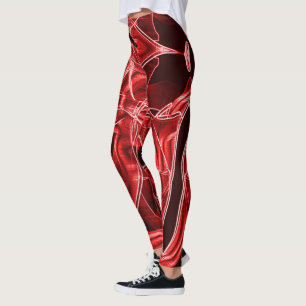 Kreuz- und überlappende rote Acrylbandausschnitte Leggings