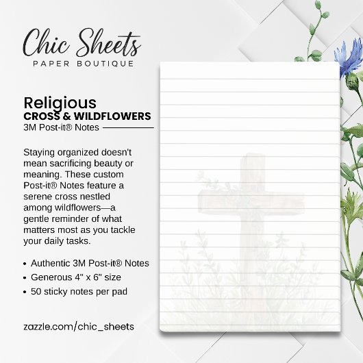 Kreuz und Wildblumen 3M Post-it® Notizen