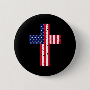 Kreuz USA-Flagge Christlich Religiös Us Amerika Gl Button