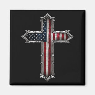 Kreuz USA-Flagge Christlich Religiös Us Amerika Gl Magnet