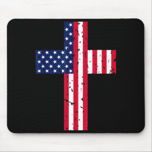 Kreuz USA-Flagge Christlich Religiös Us Amerika Gl Mousepad