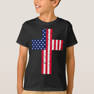 Kreuz USA-Flagge Christlich Religiös USA Amerika G T-Shirt