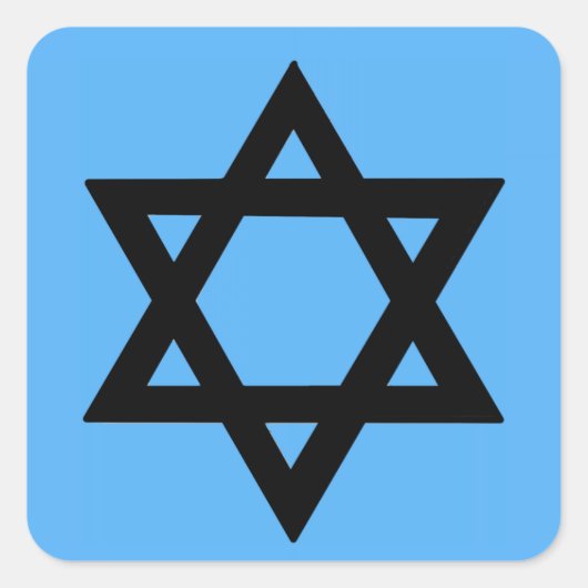 Kreuz von David auf Sky Blue Background Quadratischer Aufkleber (Vorderseite)