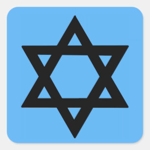 Kreuz von David auf Sky Blue Background Quadratischer Aufkleber