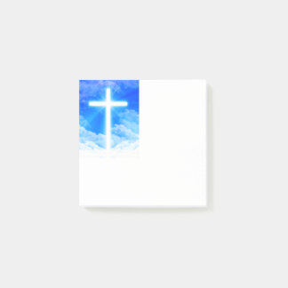 Kreuz von hellem kundengerechtem christlichem post-it klebezettel